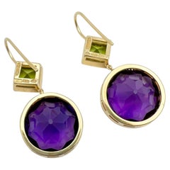 Verdura 18k Yellow Gold Amethyst Peridot Byzantine Pendant Earrings