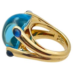 Verdura 18k Yellow Gold Blue Topaz Iolite Candy Ring