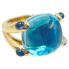 Verdura 18k Yellow Gold Blue Topaz Iolite Candy Ring