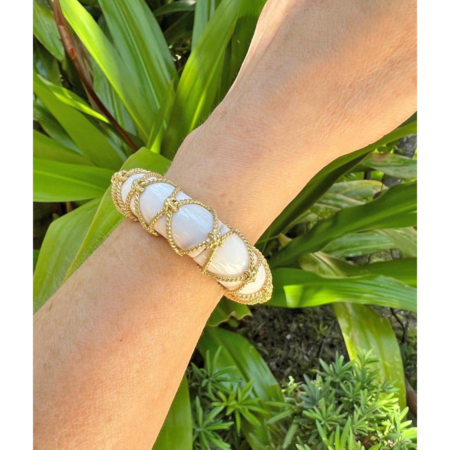 Women's Verdura 18k Yellow Gold Cocholong Rope Net Bangle Bracelet