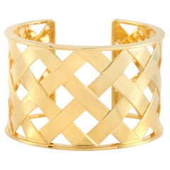 Verdura 18K Yellow Gold Crisscross Cuff Bangle Bracelet