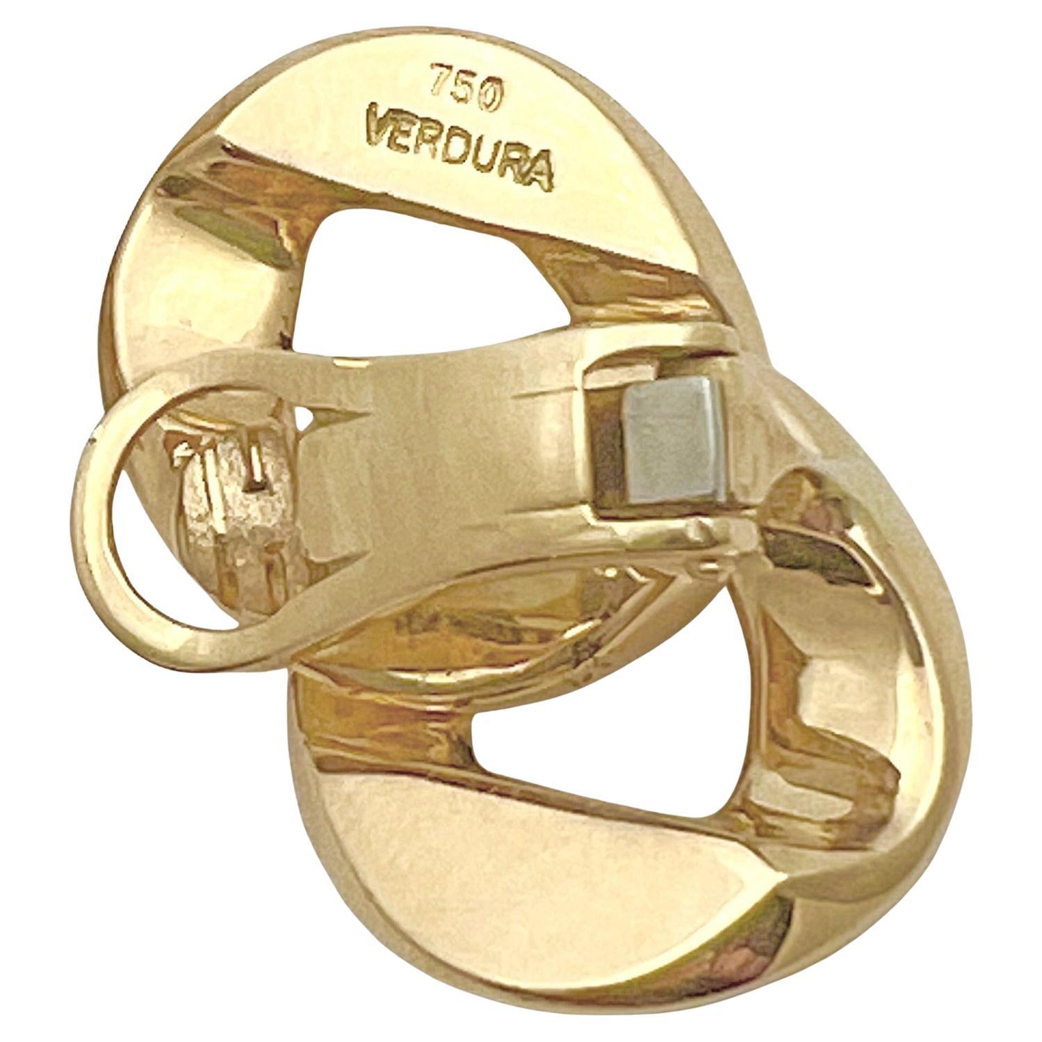 Women's Verdura 18k Yellow Gold Double Curb-Link Earrings For Sale