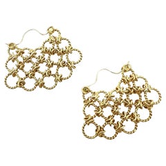 Verdura 18k Yellow Gold Lace Fan Earrings