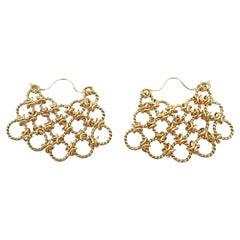 Verdura 18k Yellow Gold Lace Fan Earrings