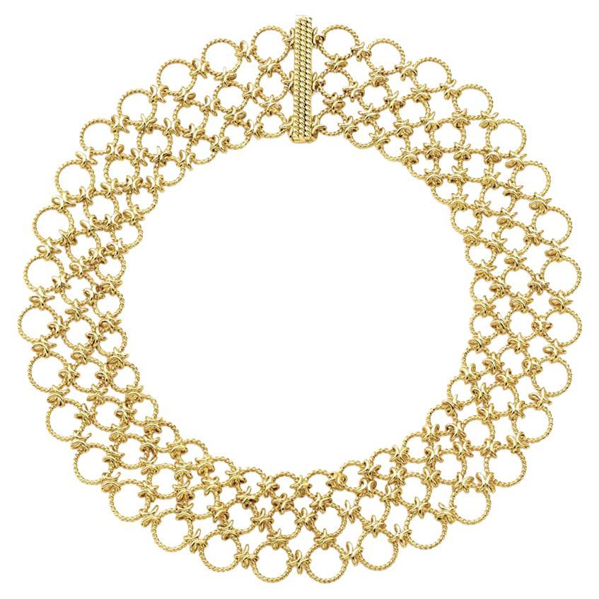 Verdura 18k Yellow Gold Lace Necklace For Sale