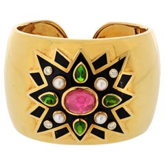 Verdura 18K Yellow Gold Maltese Cross Sunburst Vintage Bracelet