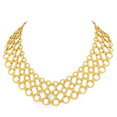 Verdura 18K Yellow Gold Openwork Bib Necklace