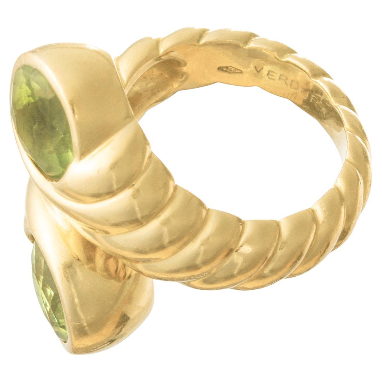 Verdura Anillo Cruzado Peridoto Oro Amarillo 18k Corte brillante