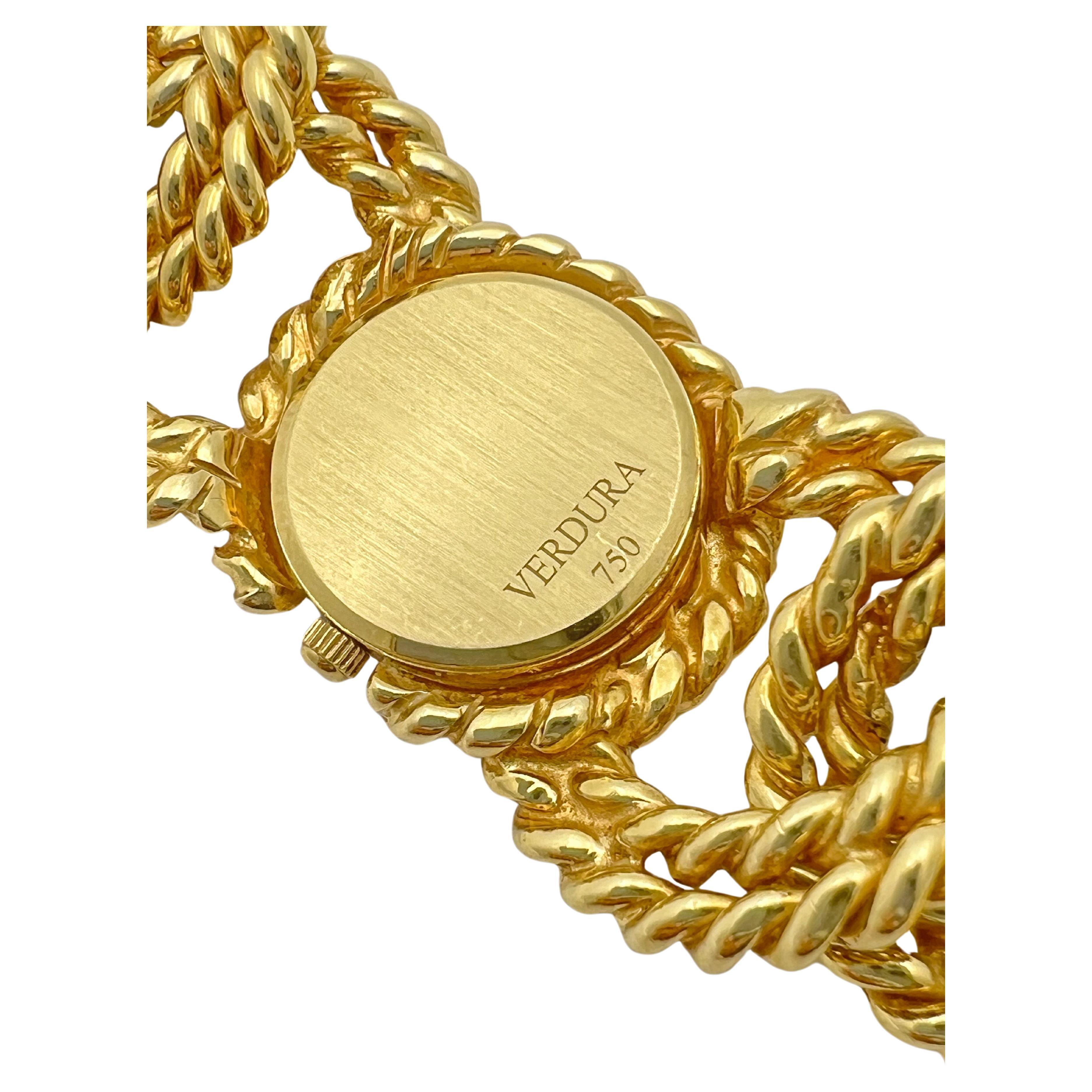 Verdura 18k Yellow Gold Rope Link Bracelet Watch In Excellent Condition For Sale In Palm Beach, FL