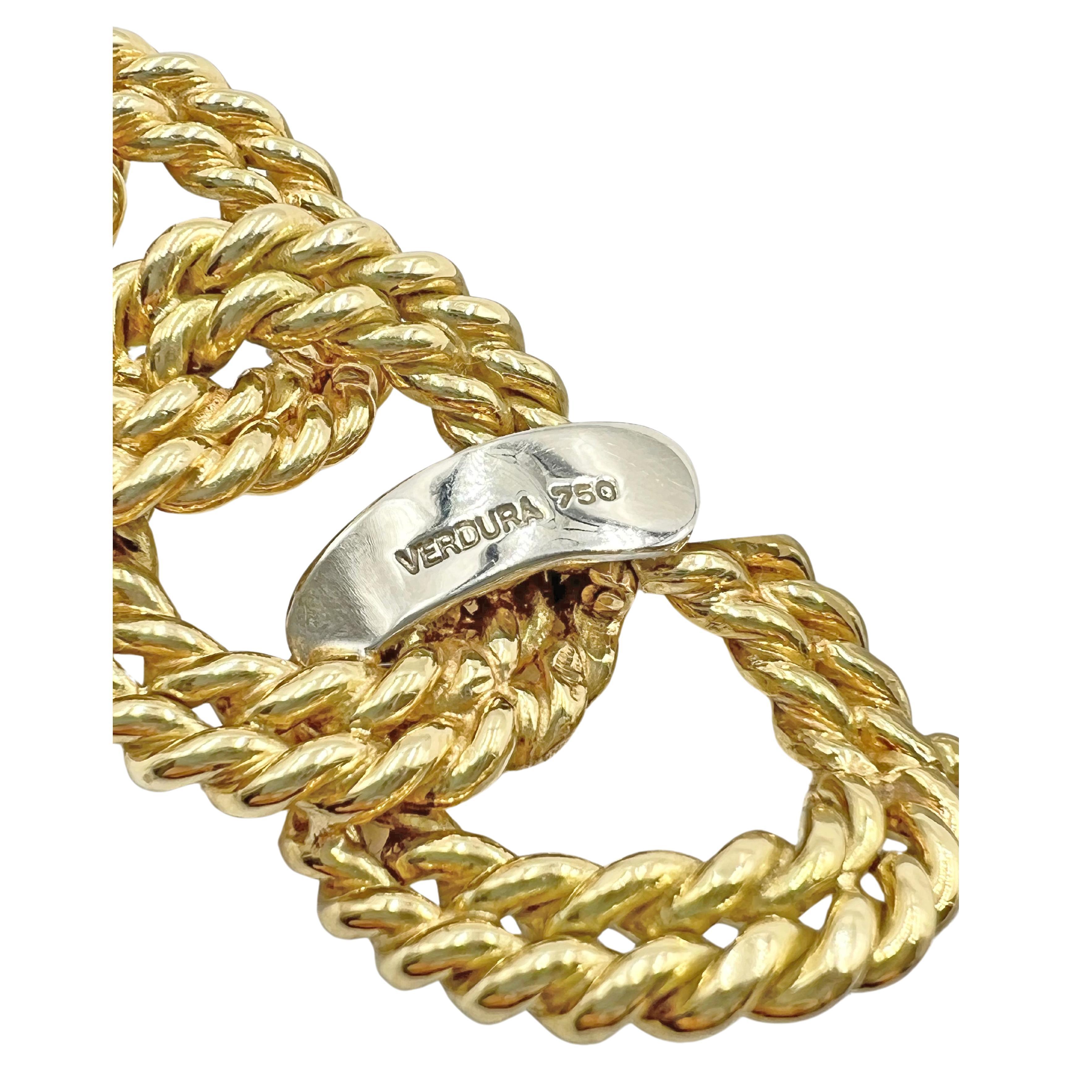 Women's Verdura 18k Yellow Gold Rope Link Bracelet Watch For Sale