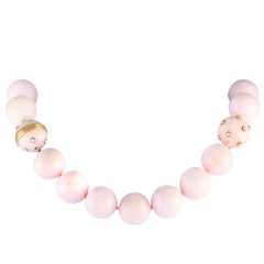 VERDURA 18K Yellow Gold Rose Quartz and Pearl Necklace