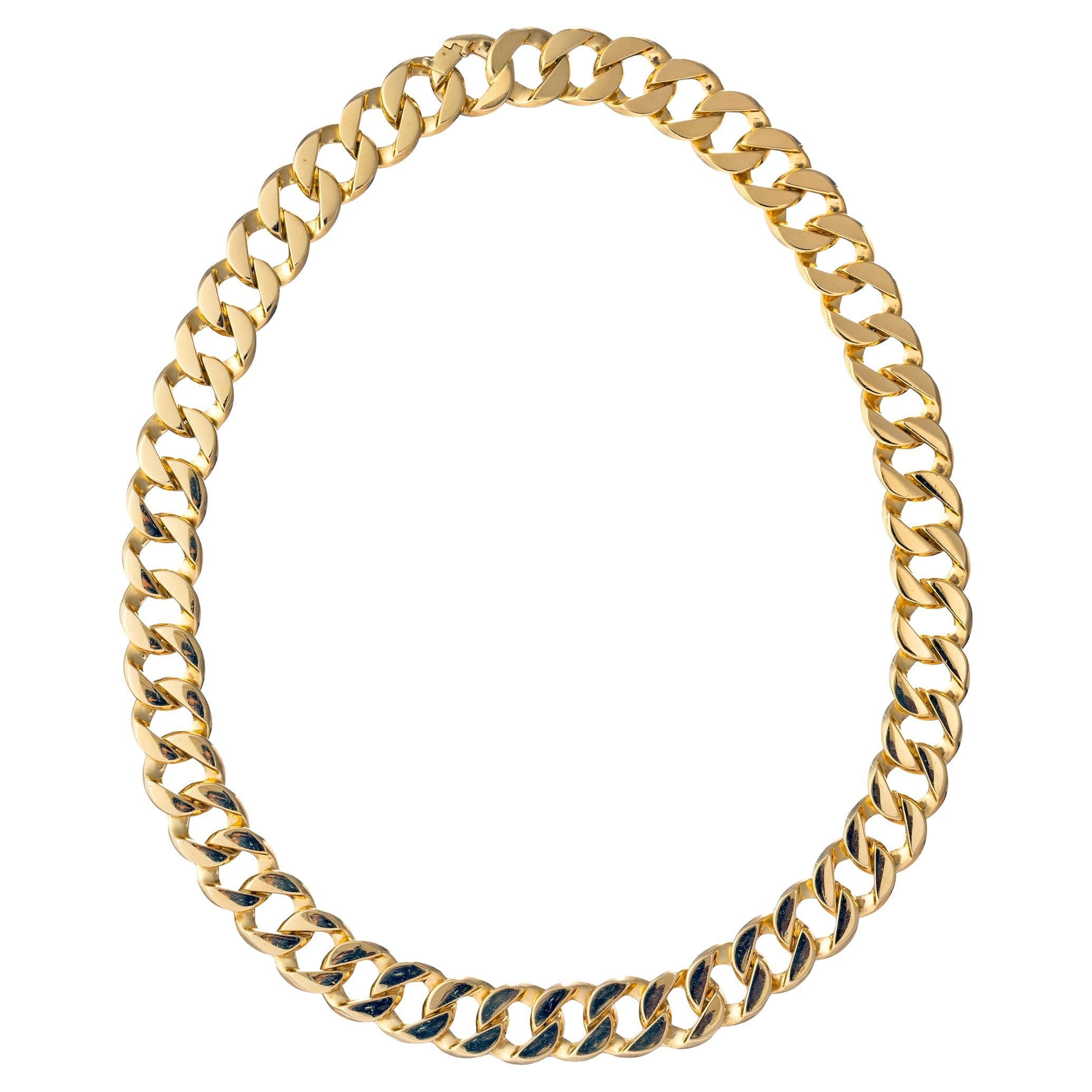 Verdura 18k Yellow Gold Collar Curb-Link Pequeño en venta