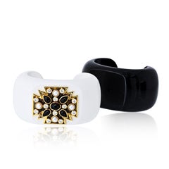 Verdura 18K Yellow Gold White And Black Interchangeable Onyx Maltese Bracelet