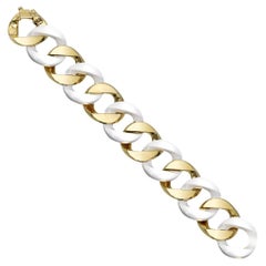 Verdura 18k Yellow Gold White Ceramic Curb-Link Bracelet