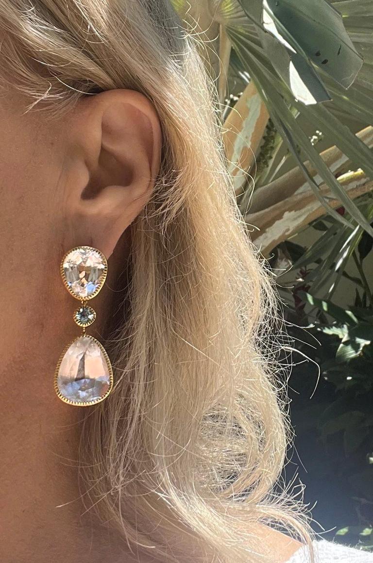 Verdura 18K Yellow Gold White Topaz Byzantine Pendant Earrings 1