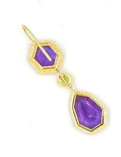 Verdura 18kt Gold Amethyst Peridot 'Byzantine' Pendant Earrings