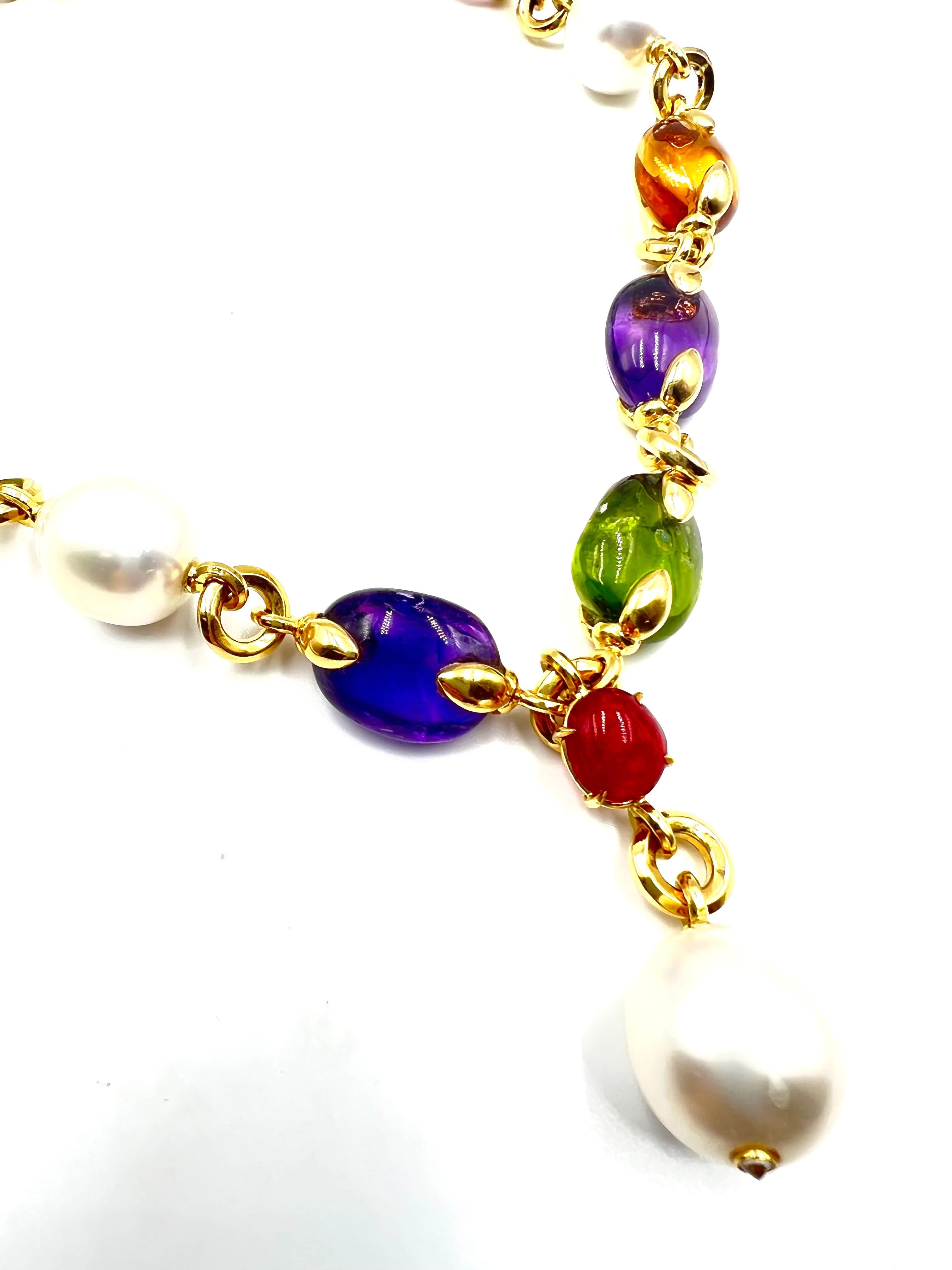 Modern Verdura 18kt Yellow Gold Gemstone South Sea Pearl Fulco 