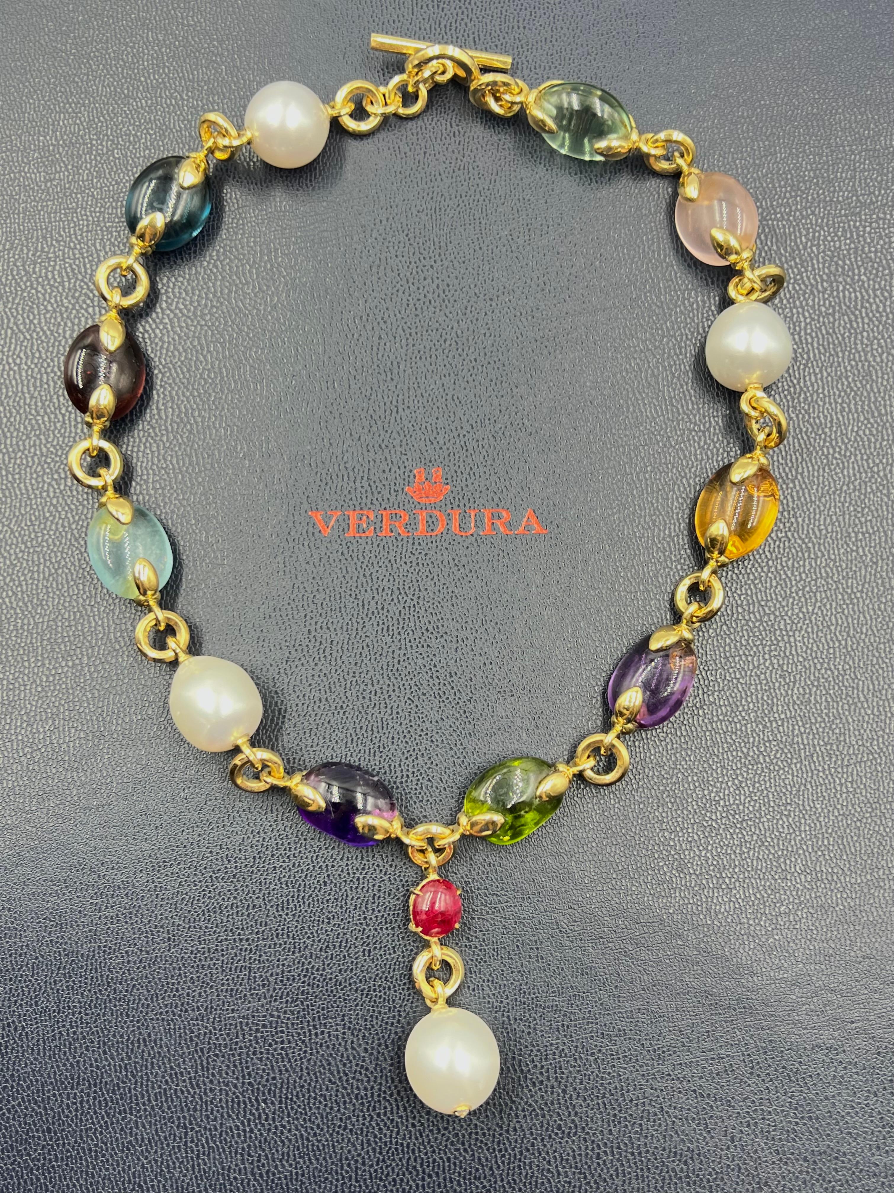 Verdura 18kt Yellow Gold Gemstone South Sea Pearl Fulco 