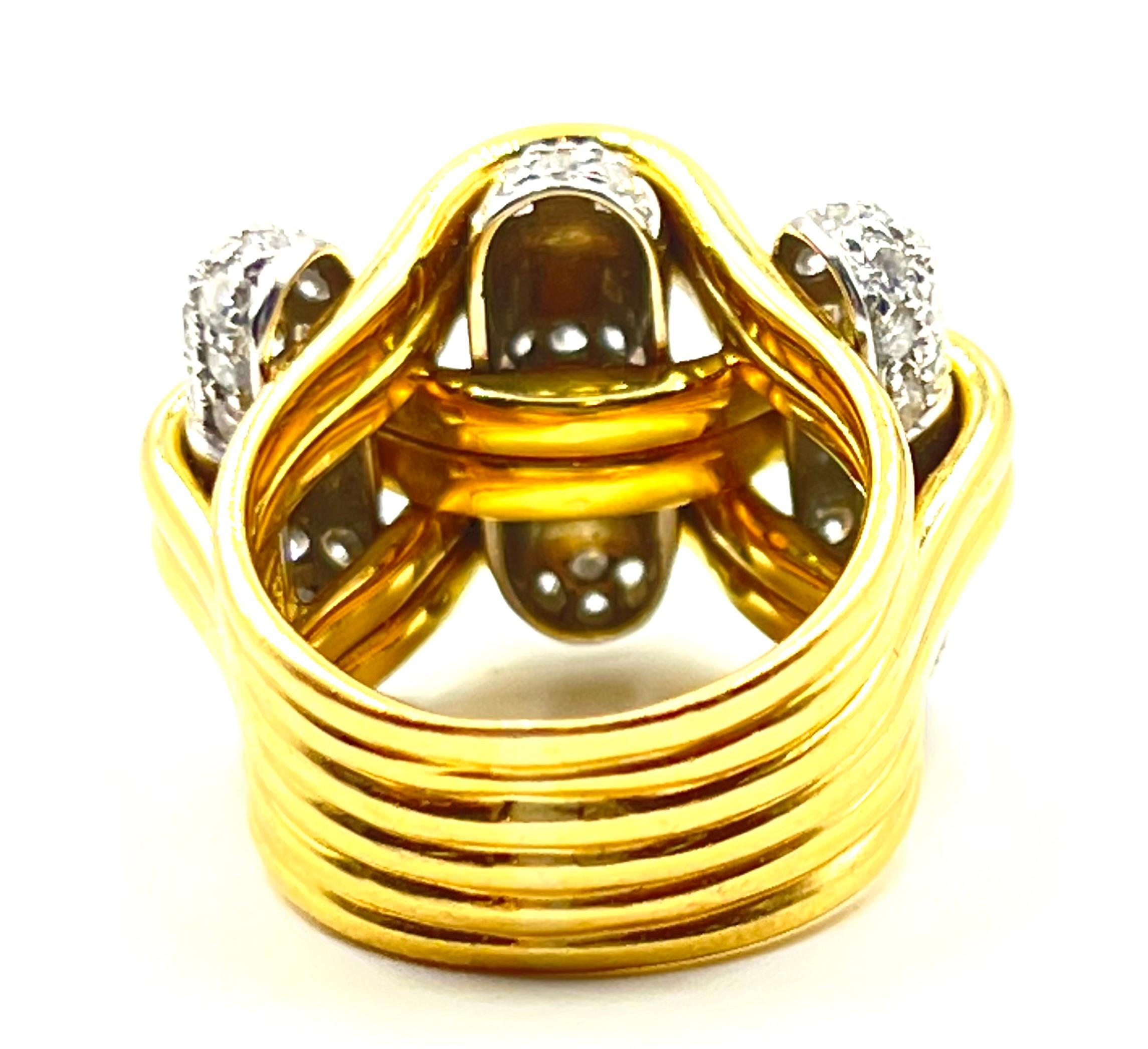 Verdura 18kt Yellow Gold Platinum Diamond 