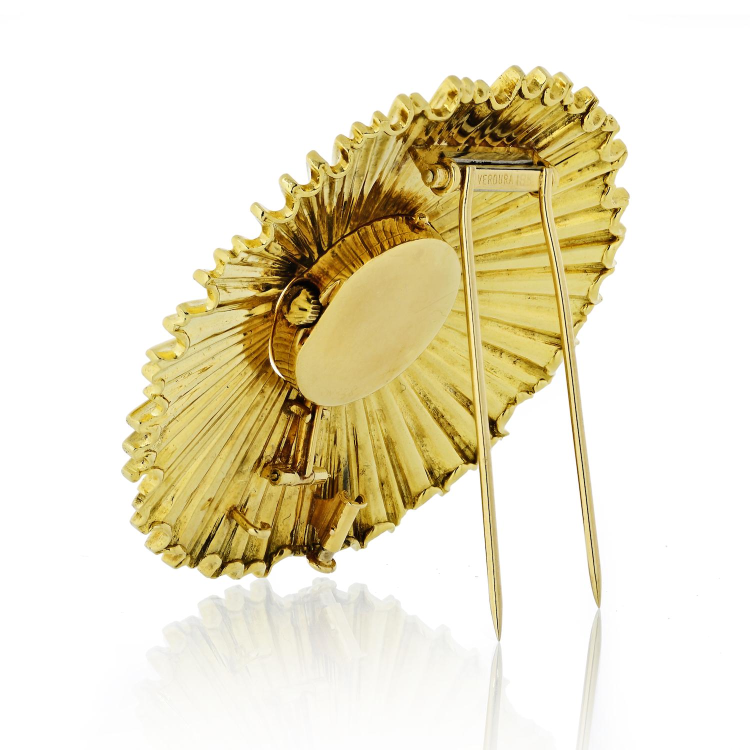 Modern Verdura 1960s 18 Karat Yellow Gold Watch Brooch