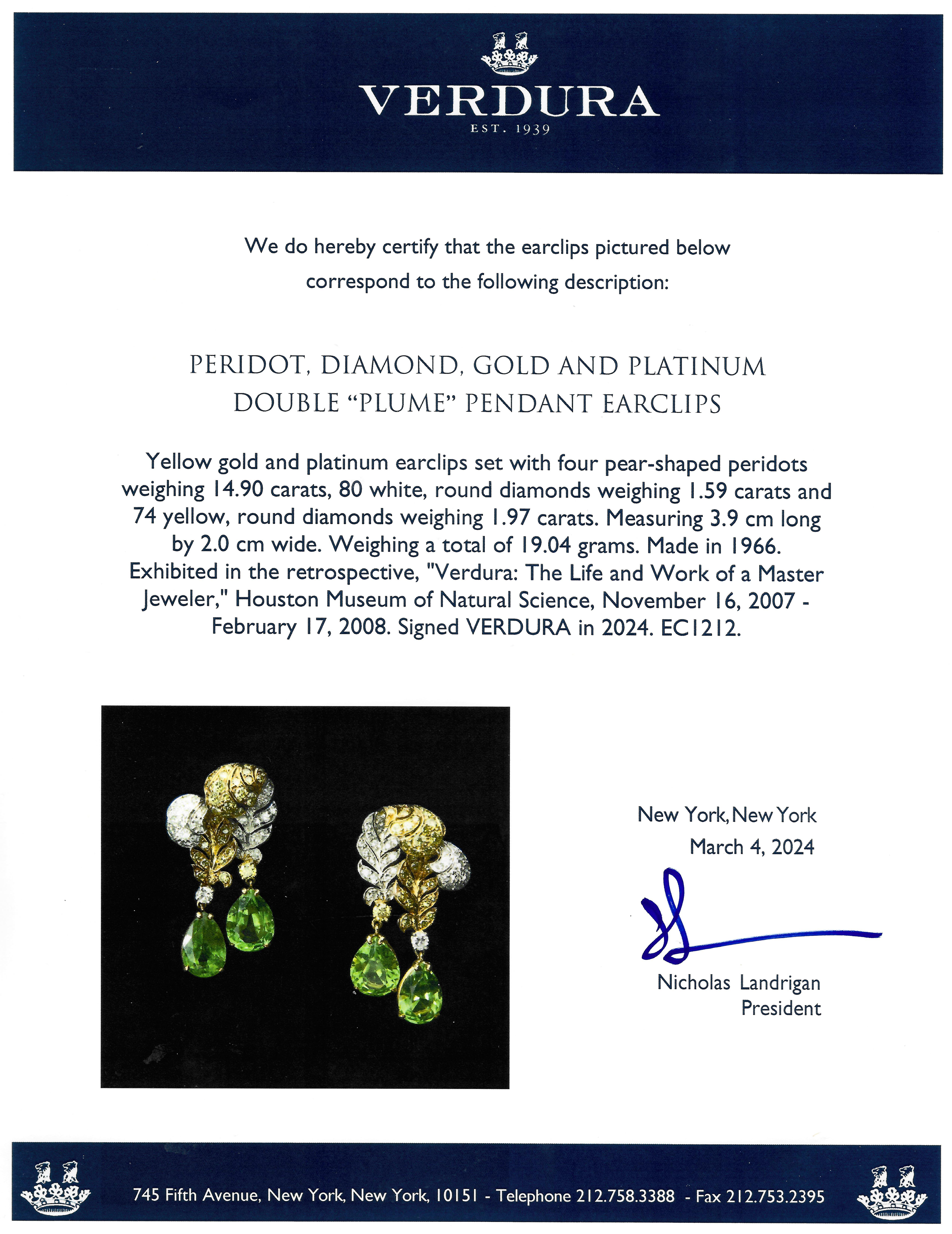 Verdura 1960 Boucles d'oreilles double 