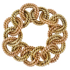 Vintage Verdura 1960s Rope Link Bracelet Two-tone 14k Gold