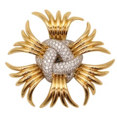 VERDURA 1970 Colgante Broche Grande De Oro De 18 Kt Platino Y Diamantes De 9,66 Ctw