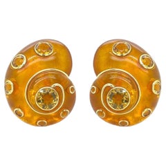 VERDURA Amber, Gold and Citrine Earrings