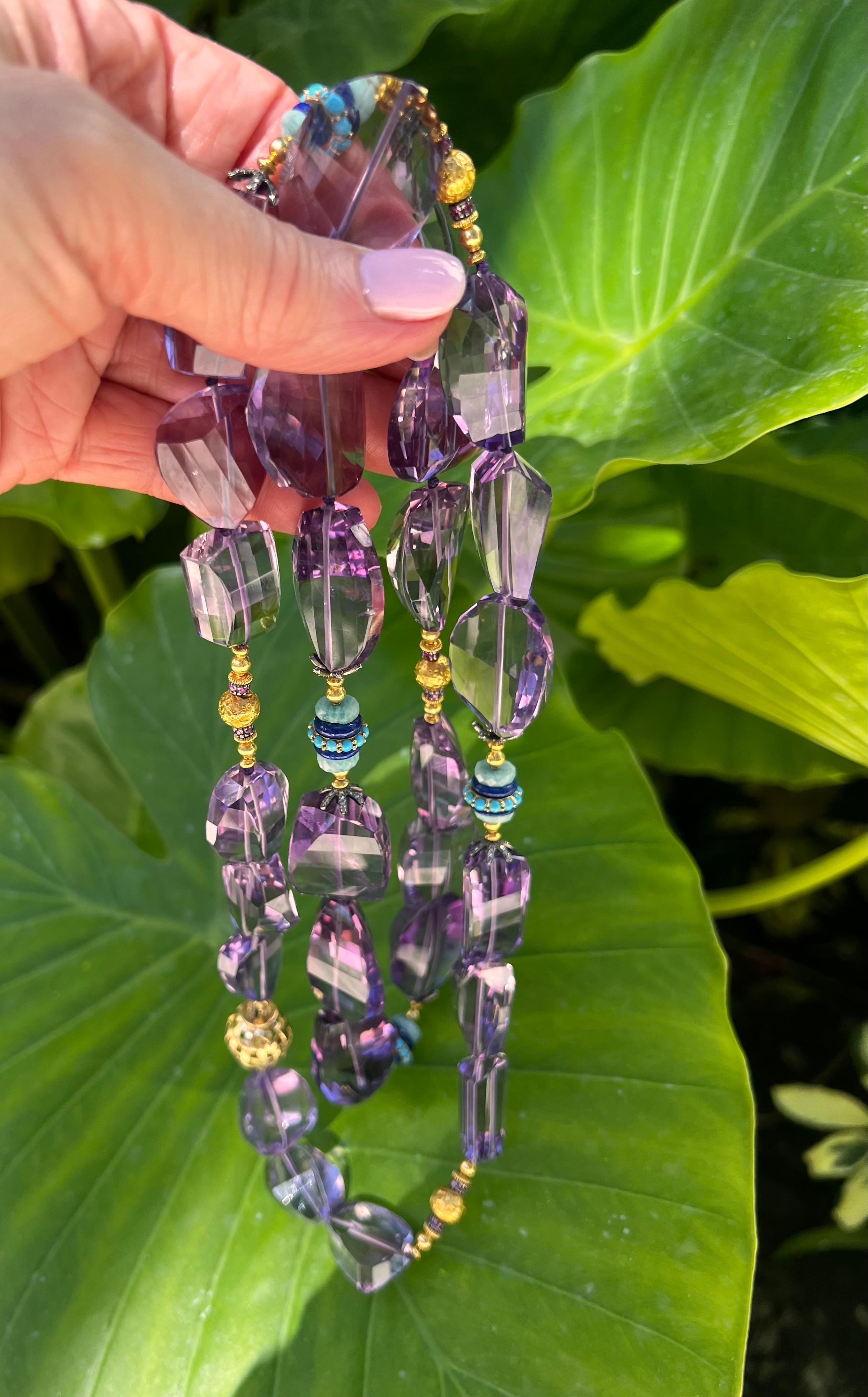 Verdura Amethyst Bead Rock Candy Long Necklace In Excellent Condition In Palm Beach, FL