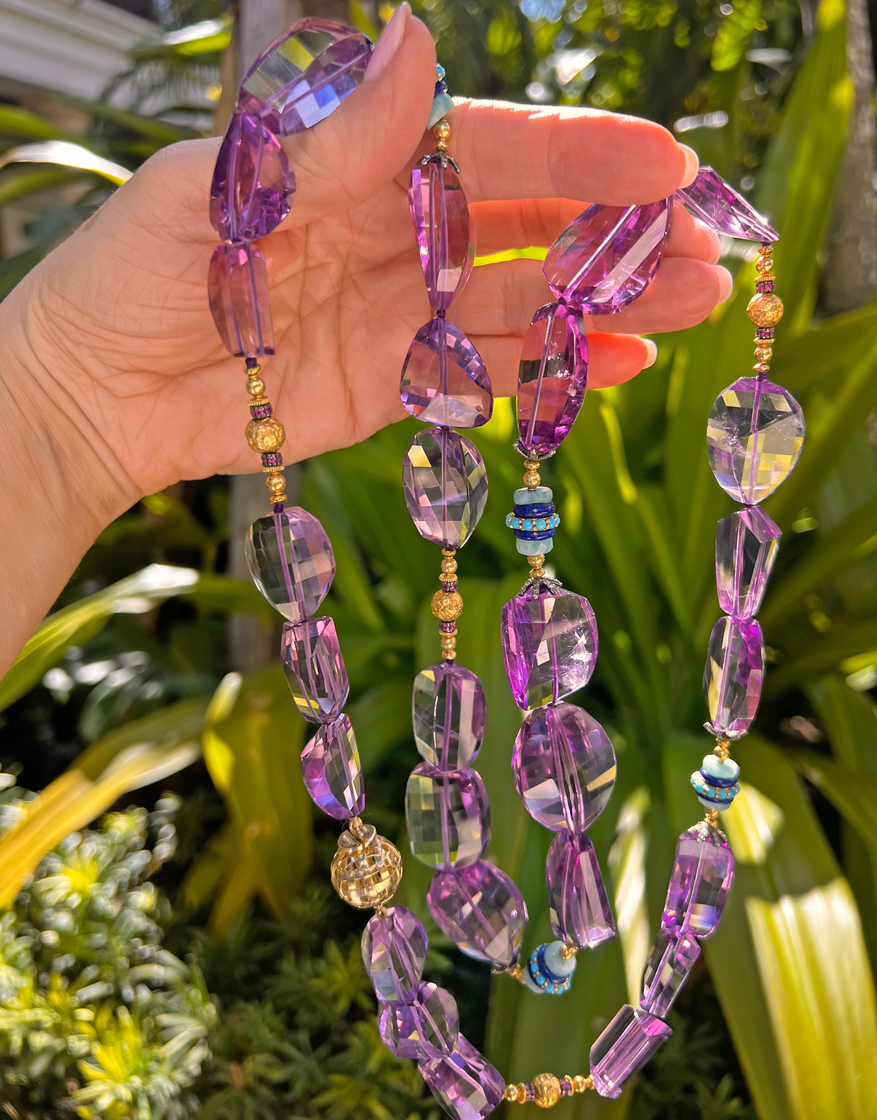 Women's Verdura Amethyst Bead Rock Candy Long Necklace