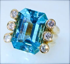 Verdura Aquamarine and Diamond Ring