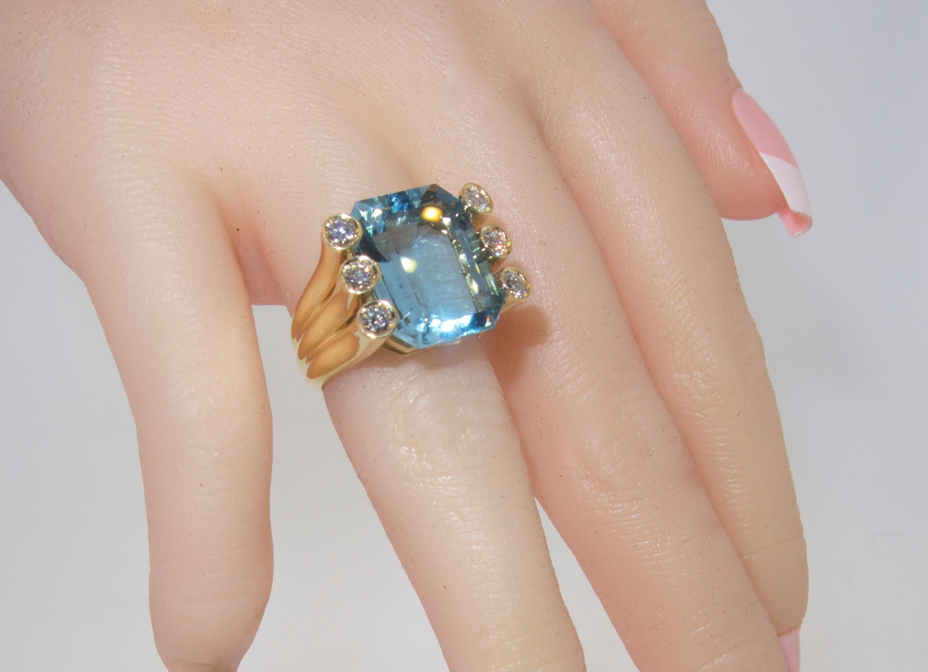 Women's or Men's Verdura Aquamarine and Diamond Ring