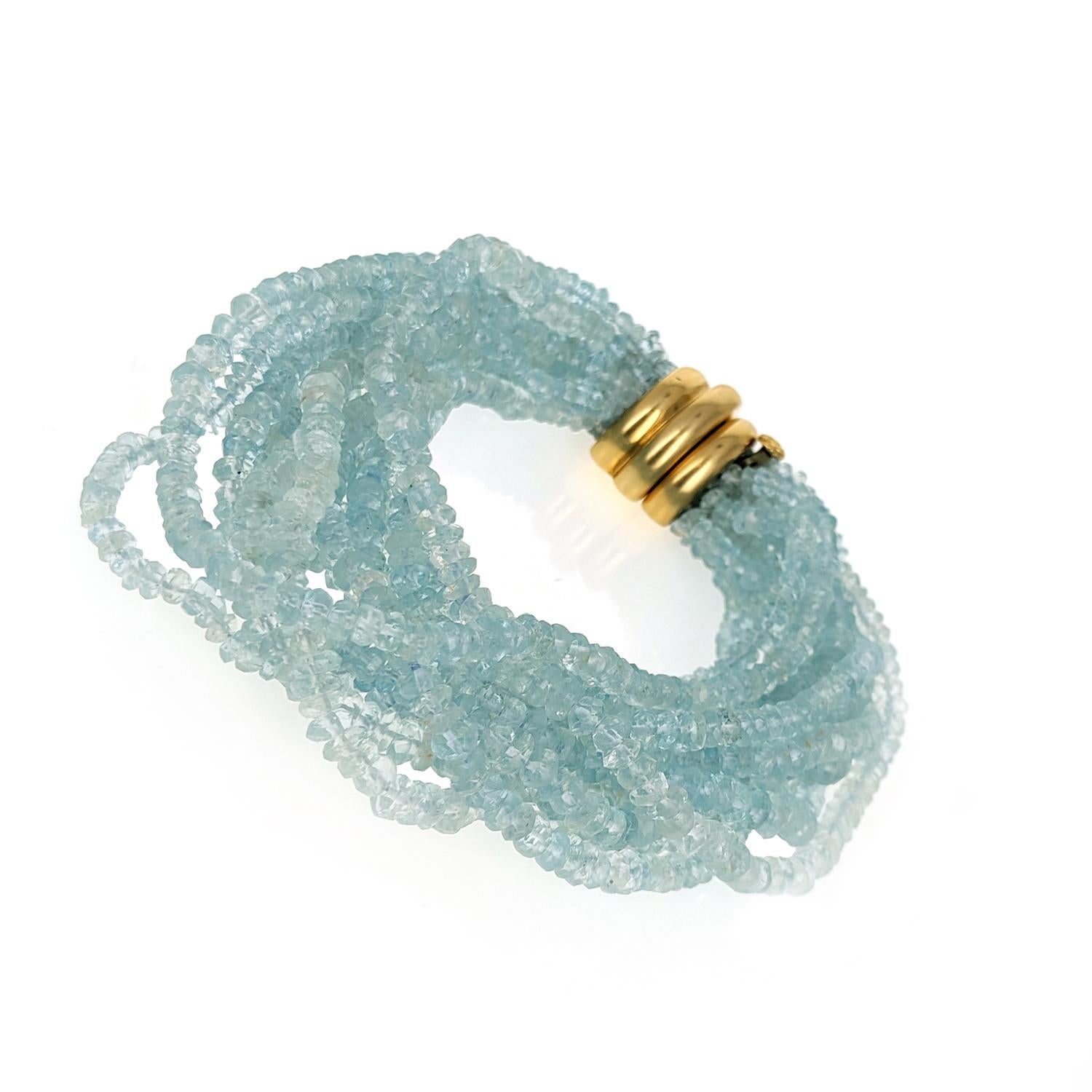 Contemporary Verdura Aquamarine Gold Torsade Bracelet