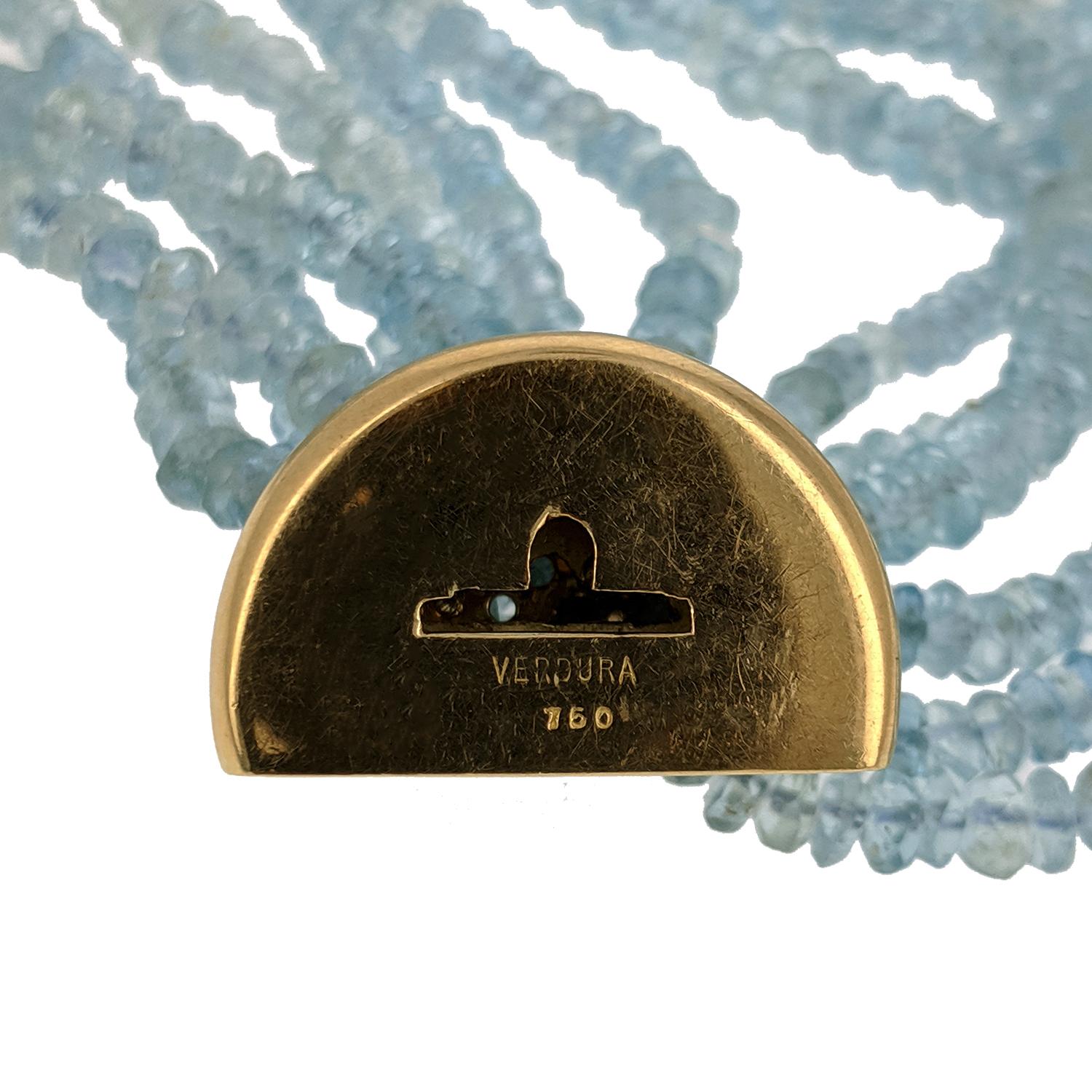 Women's or Men's Verdura Aquamarine Gold Torsade Bracelet