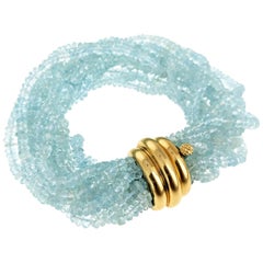 Verdura Aquamarine Gold Torsade Bracelet