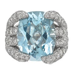 Verdura Aquamarine Diamond "Eight Blades" Ring