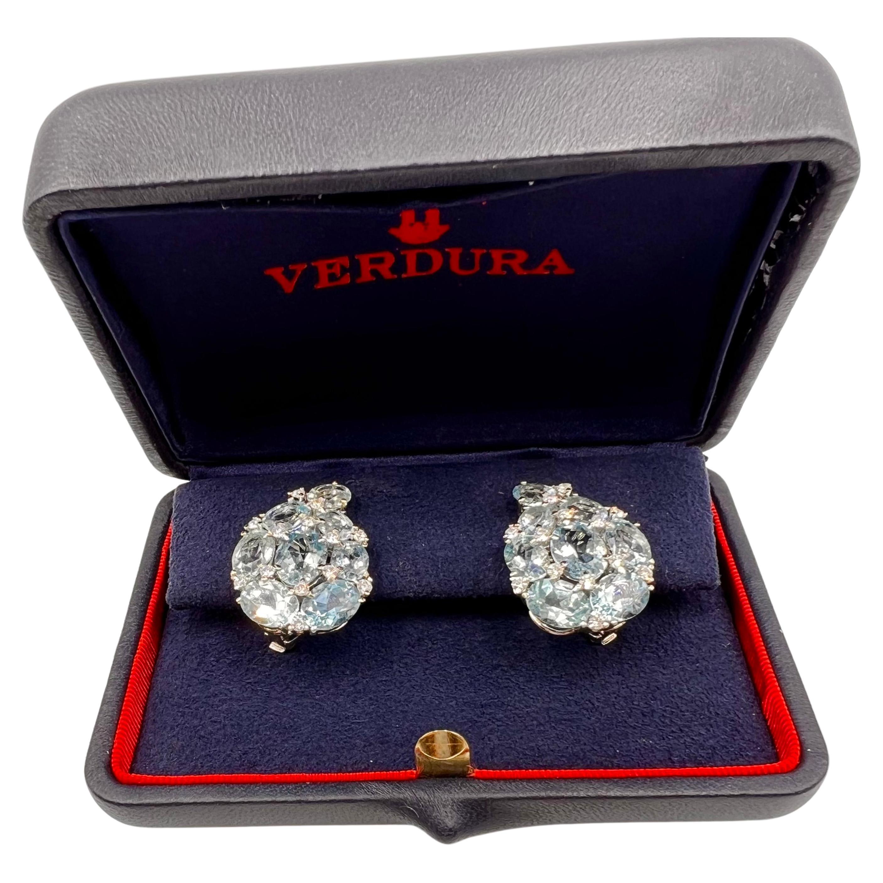 Modern Verdura Aquamarine Diamond Paisley Earrings