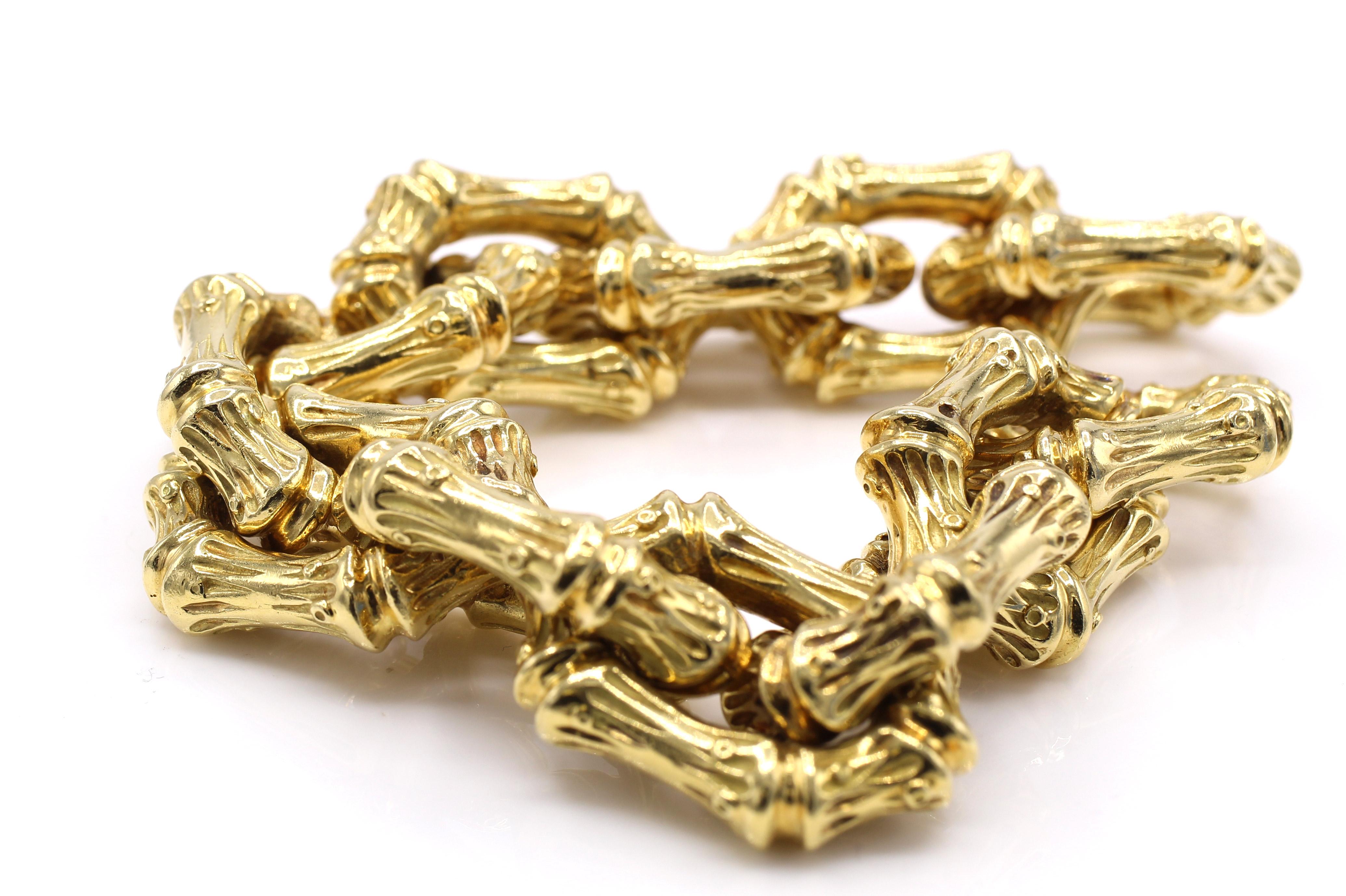 Verdura Bambo Link 18 Karat Yellow Gold Bracelet In Excellent Condition For Sale In New York, NY