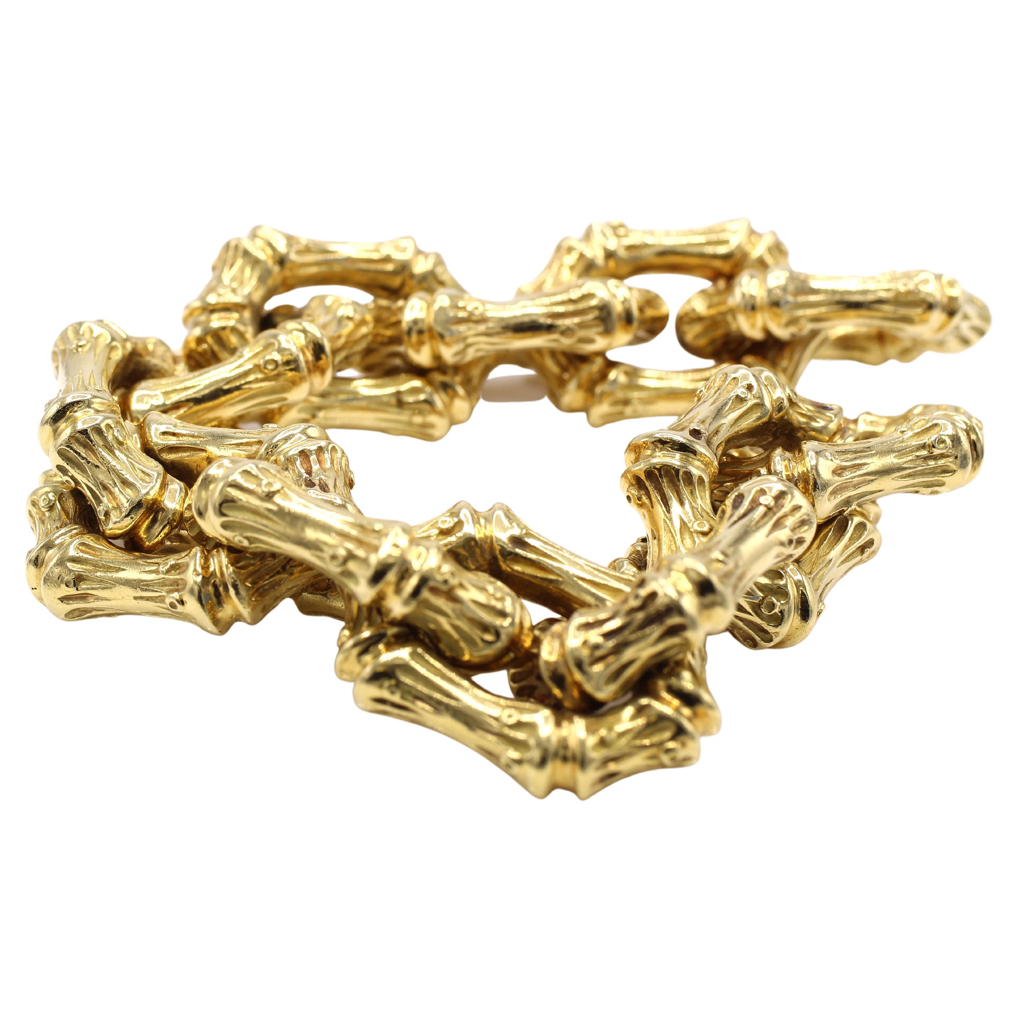 Verdura Bambo Link 18 Karat Yellow Gold Bracelet For Sale
