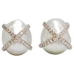 Verdura Baroque South Sea Pearl and Diamond Earrings