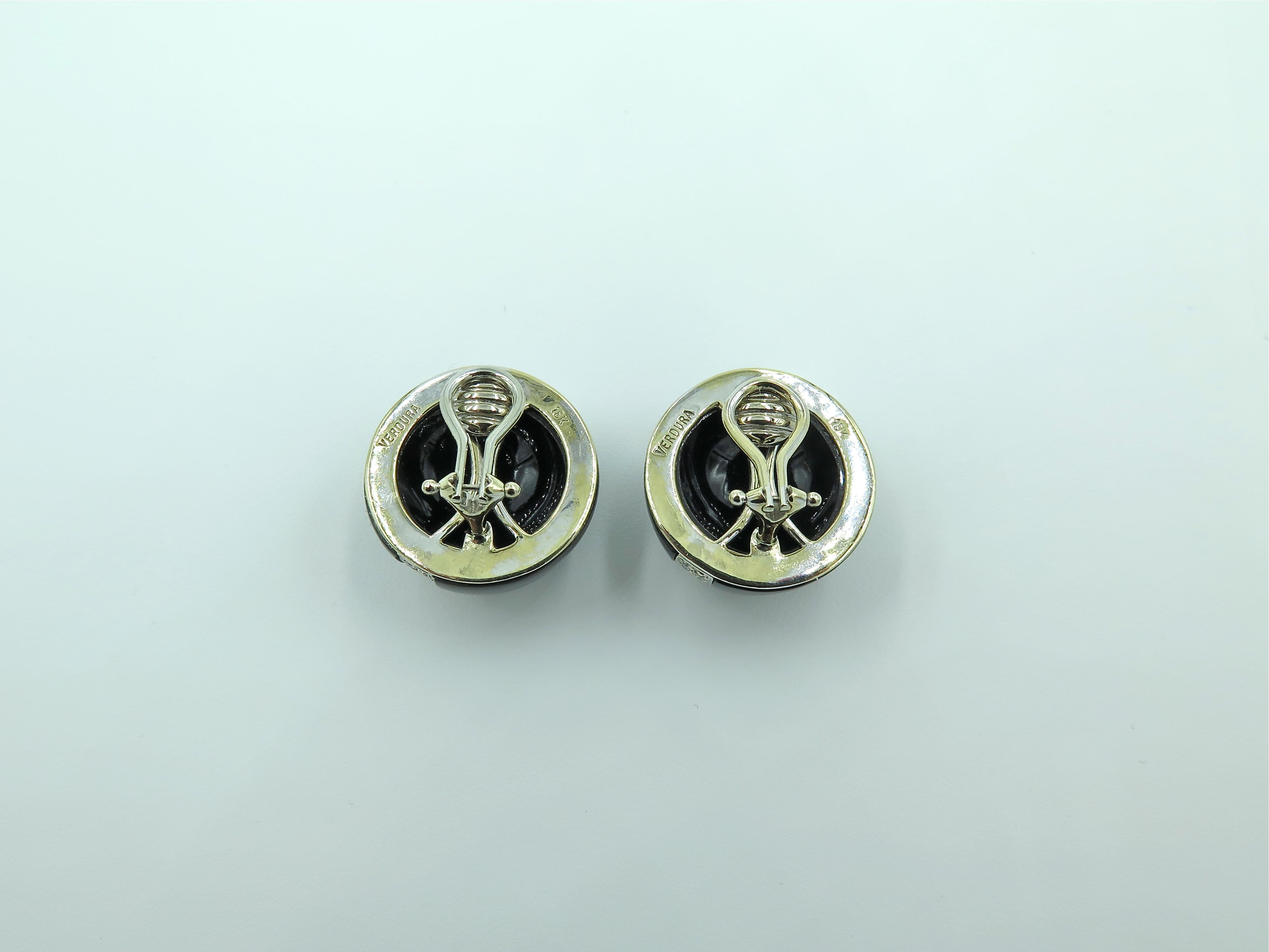 Verdura Black Jade, Diamond and Gold Dome Earrings In Excellent Condition In New York, NY