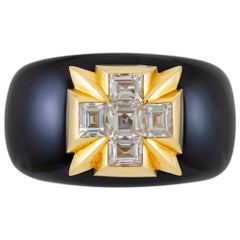 Verdura Black Jade with White Topaz Cuff