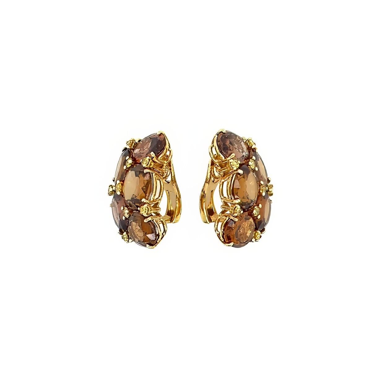 VERDURA Brown Zircon Fancy Yellow Diamond Cluster Ohrringe (Rundschliff)