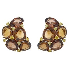 VERDURA Brown Zircon Fancy Yellow Diamond Cluster Ohrringe