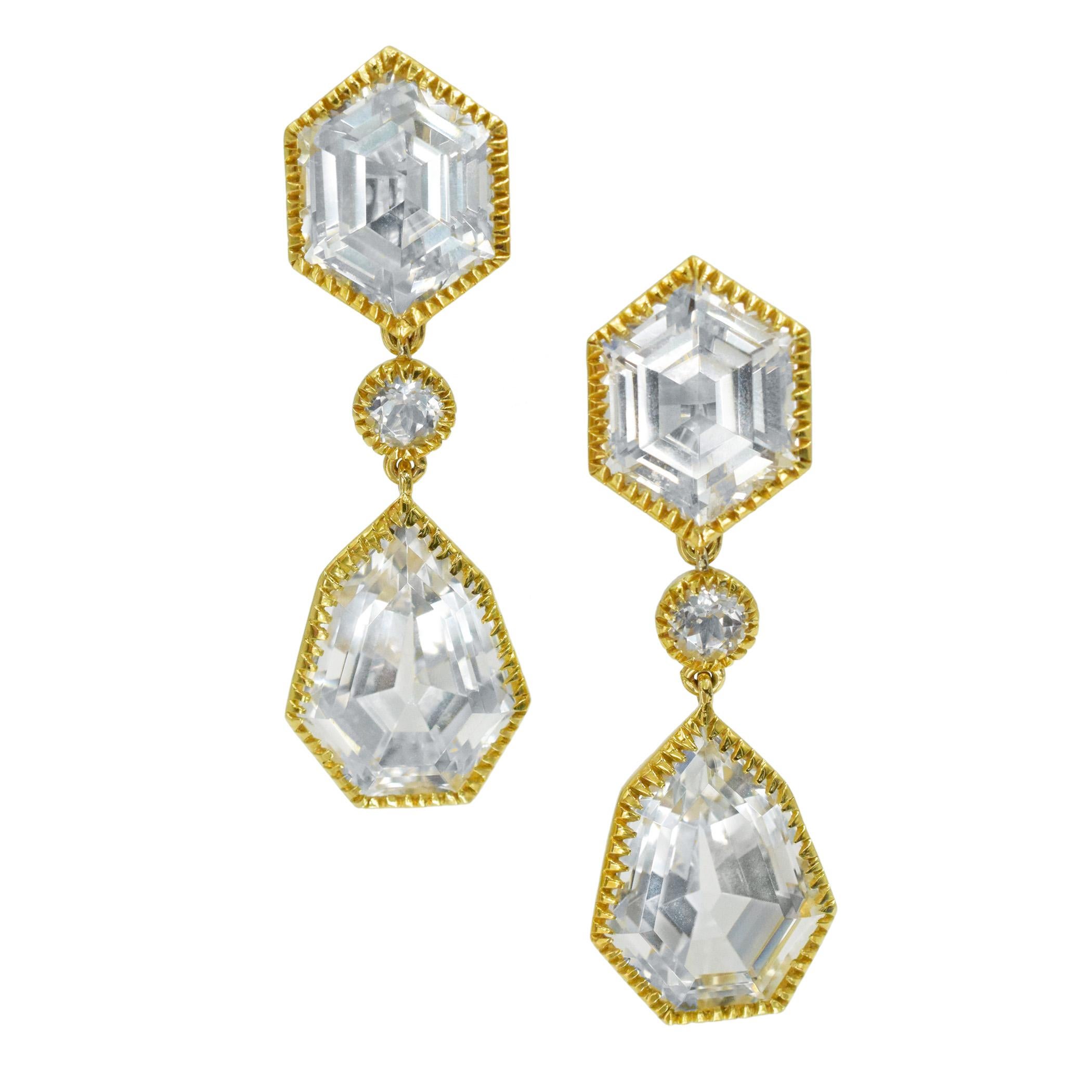 Verdura byzantine 18K Gold White Topaz Pendant Ear-clips 1