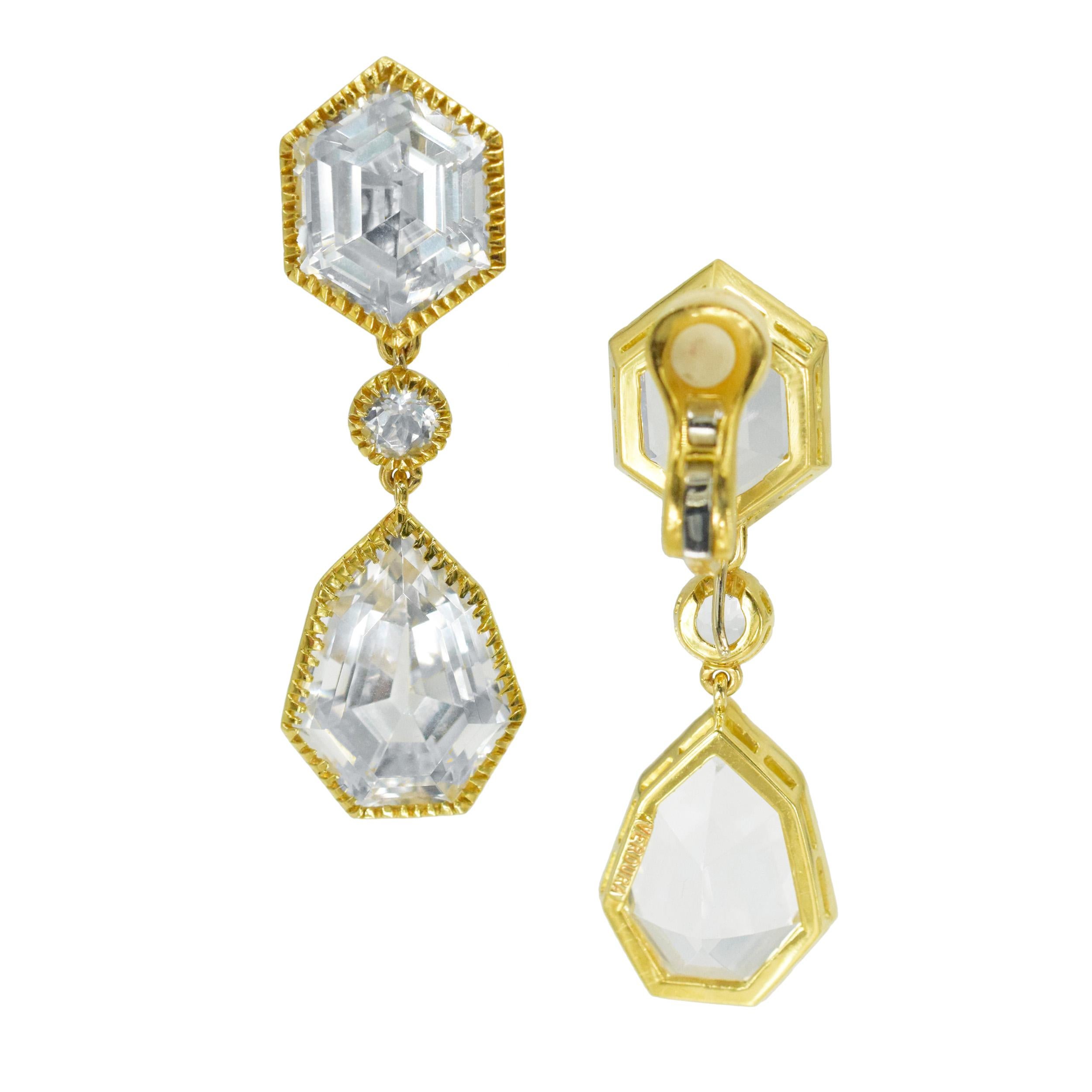 Verdura byzantine 18K Gold White Topaz Pendant Ear-clips 2