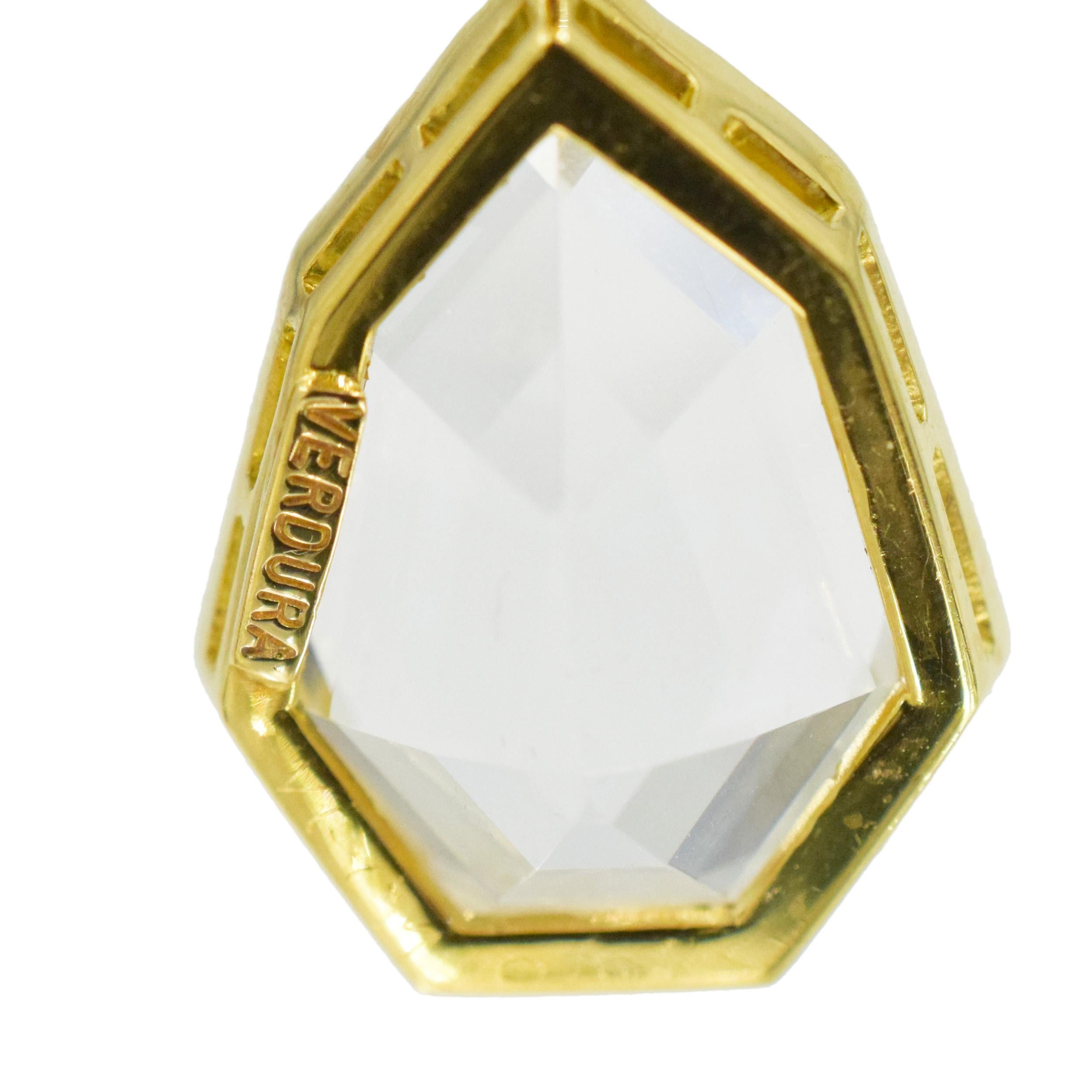 Verdura byzantine 18K Gold White Topaz Pendant Ear-clips 3