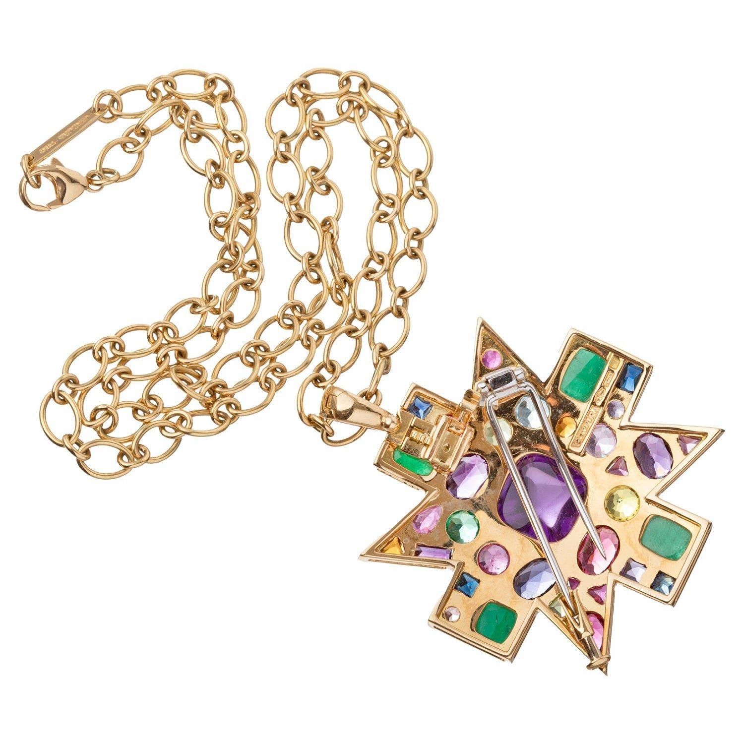 Verdura Byzantine Pendant Brooch Necklace In Excellent Condition In Palm Beach, FL