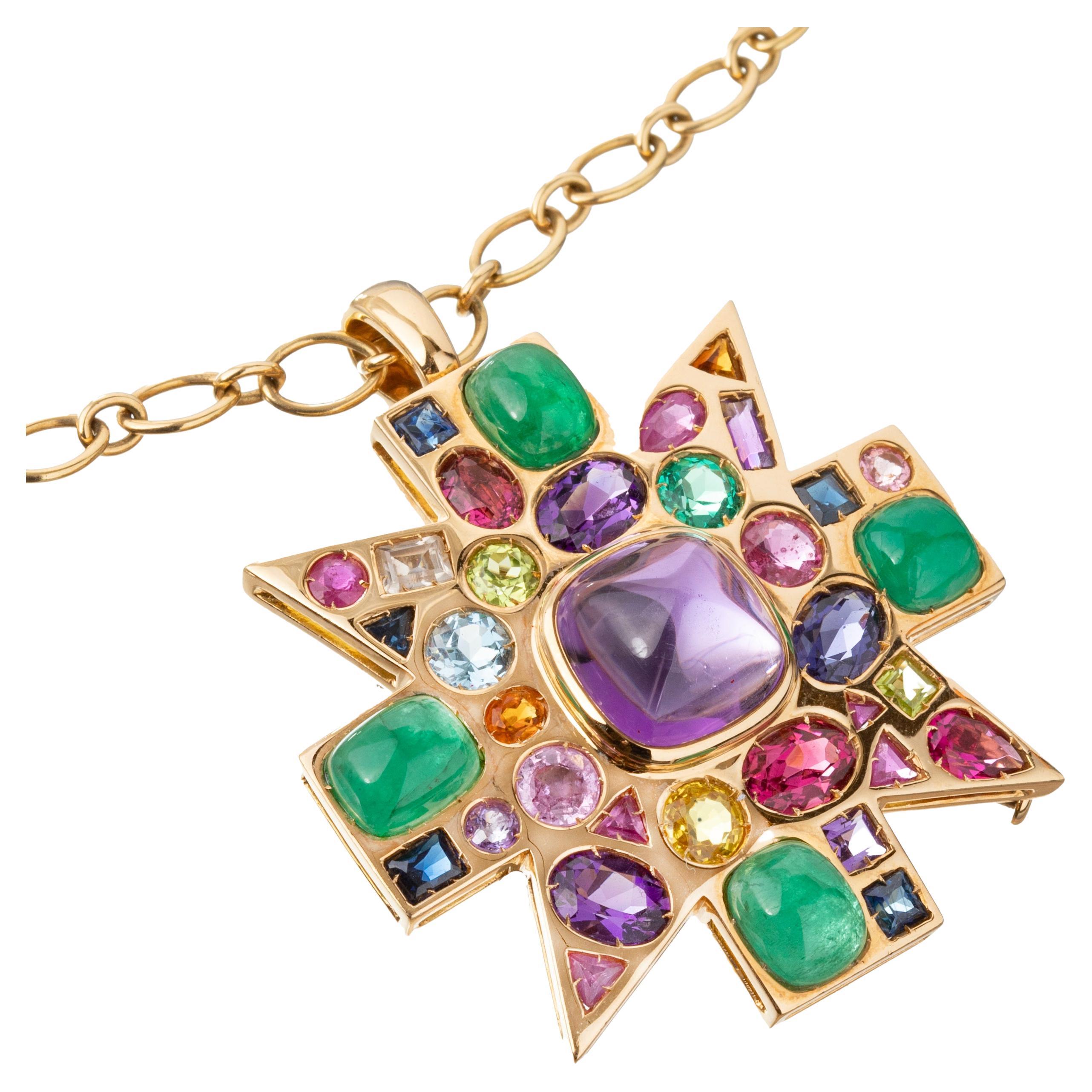 Verdura Byzantine Pendant Brooch with Chain Necklace