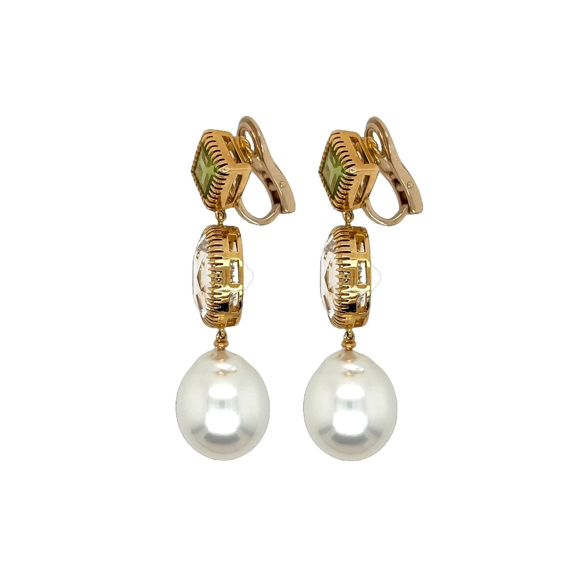 VERDURA Byzantinische Theodora Peridot Weißer Topas Perlenohrringe im Zustand „Gut“ im Angebot in New York, NY